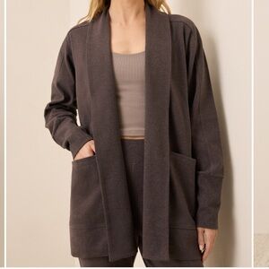 Heathered chocolate Cardigan 
This is like a size 12/14, washed once/never worn.